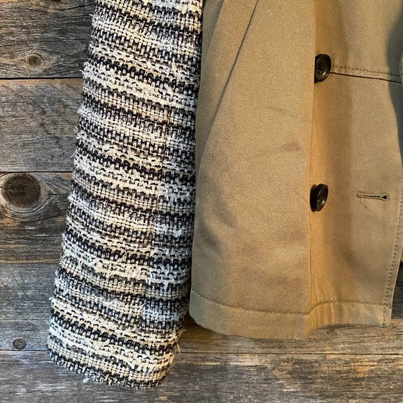 Madewell Crossweave Sweater Sleeve Tweed Trench Utility Jacket Olive XS - Picture 3 of 15